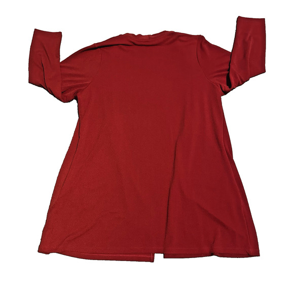 Susan Graver Passport Women 2X Cardigan Open Front 3/4 Sleeve Stretch Red - Picture 2 of 7